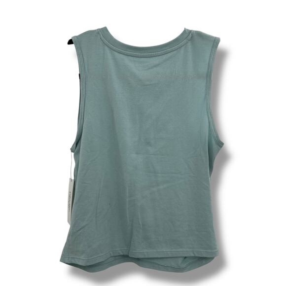 NEW Calvin Klein Ruched Logo Crewneck tank top size medium blue sea teal active - Picture 5 of 11